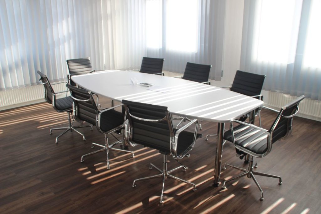 Empty table in a meeting room