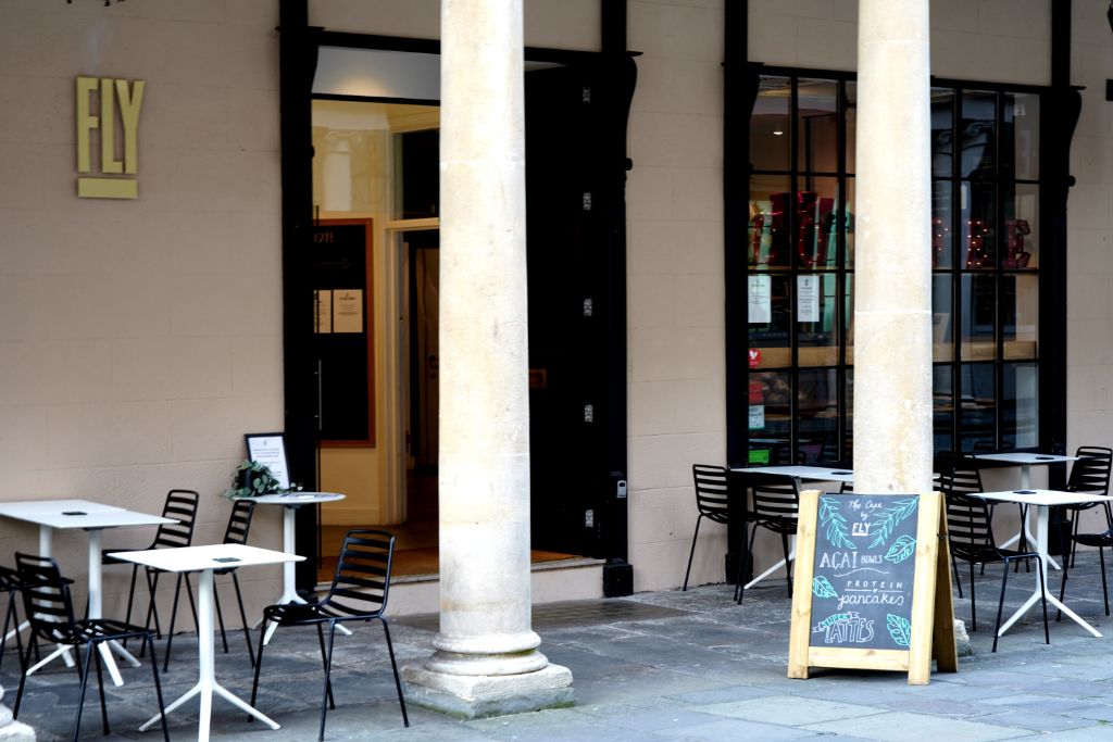 Entrance to the coffeeshop Fly in Bath.