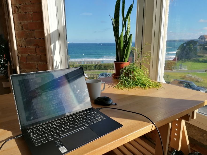 View from the desk at C-Space in Newquay.